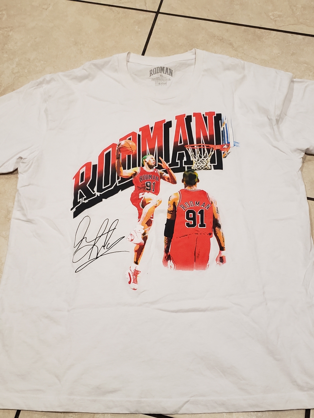Graphic Short Sleeve Tee - White with Red Print